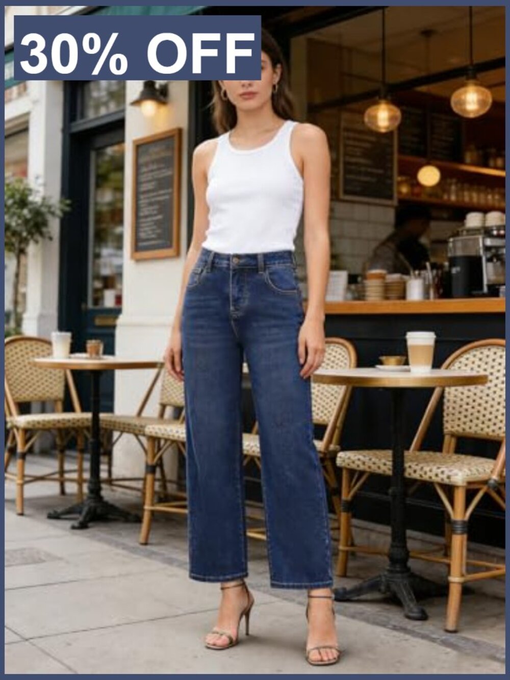 Mid Rise Straight Leg Jeans Stretchy with Pockets Casual Denim - Picture 2 of 6